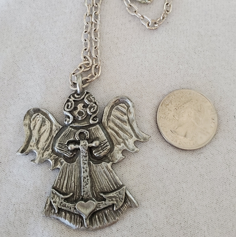 Faith and Charity Angel Pendant Necklace